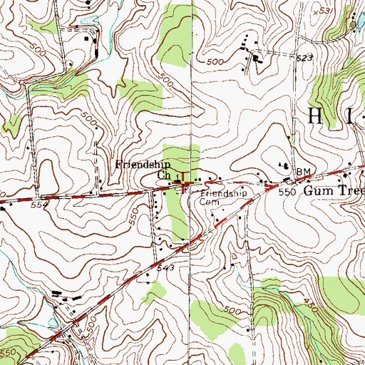 Topographic Map of Friendship Church, PA