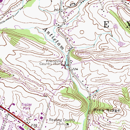 Topographic Map of Friendship Country Home, PA