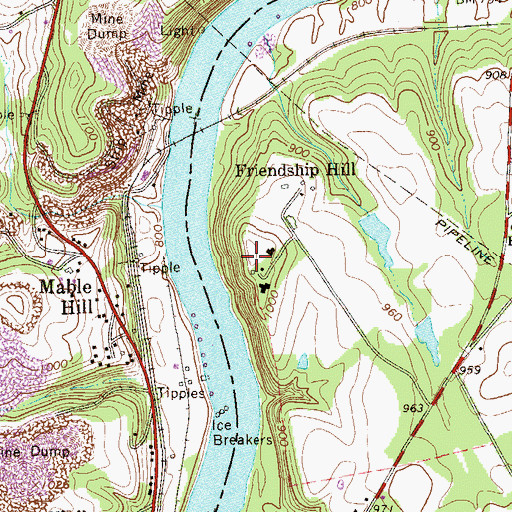 Topographic Map of Friendship Hill, PA