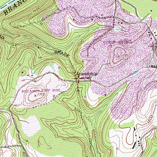 Topographic Map of Friendship Tunnel, PA