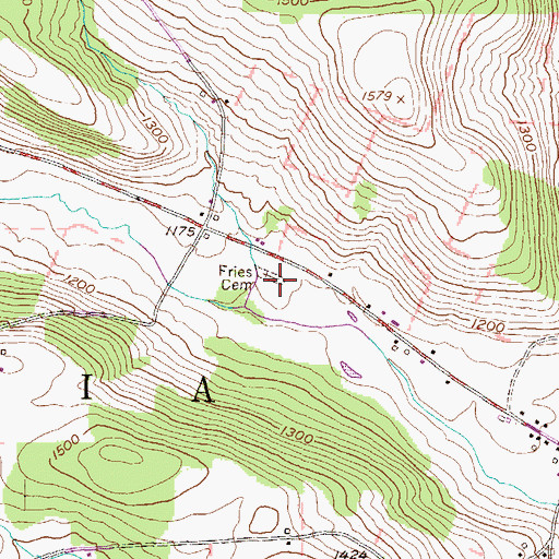 Topographic Map of Fries Cemetery, PA