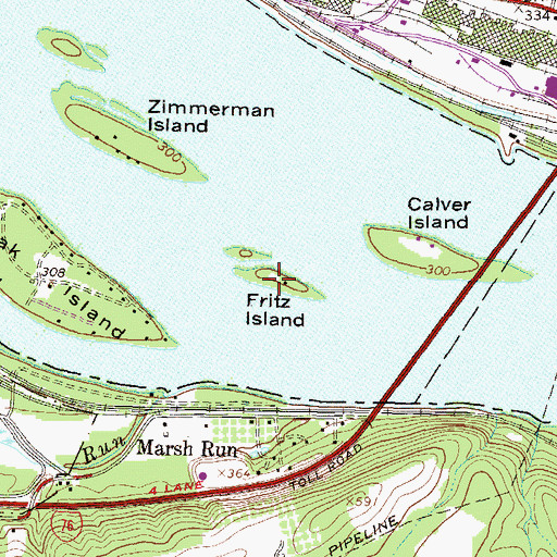 Topographic Map of Fritz Island, PA