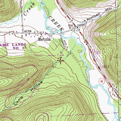 Topographic Map of Frog Camp Hollow, PA