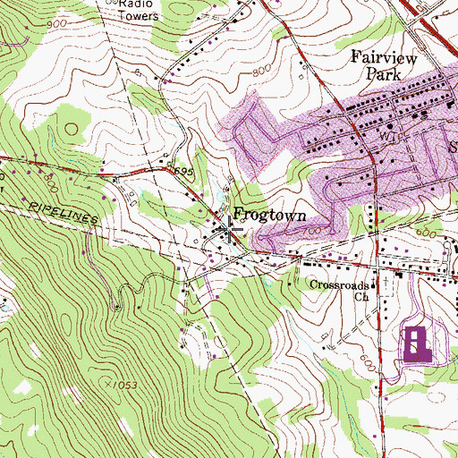 Topographic Map of Frogtown, PA