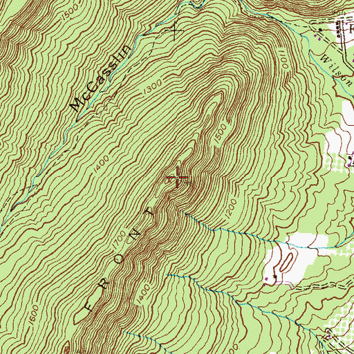 Topographic Map of Front Mountain, PA