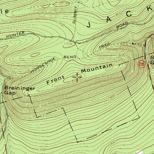 Topographic Map of Front Mountain, PA