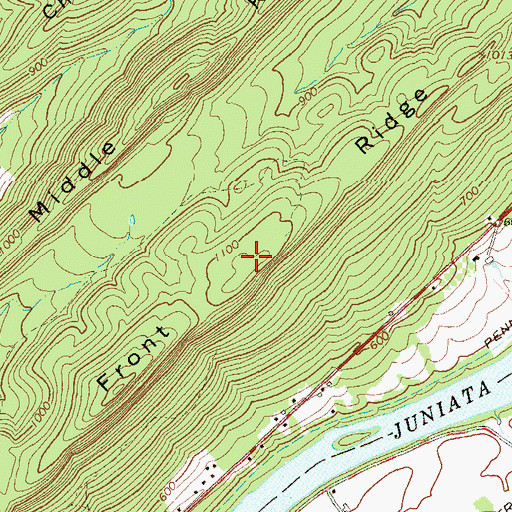 Topographic Map of Front Ridge, PA