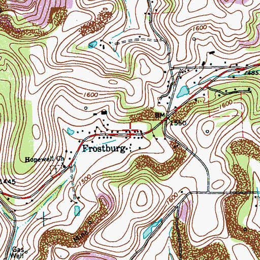 Topographic Map of Frostburg, PA