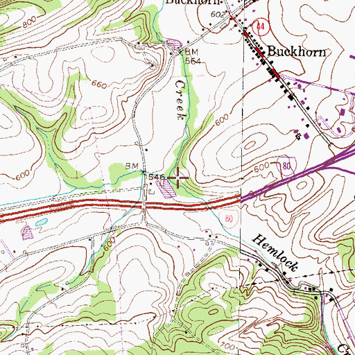 Topographic Map of Frozen Run, PA