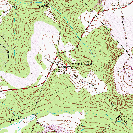 Topographic Map of Fruit Hill Church, PA