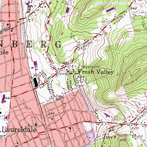 Topographic Map of Frush Valley, PA