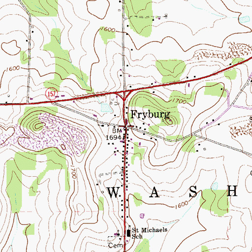 Topographic Map of Fryburg, PA