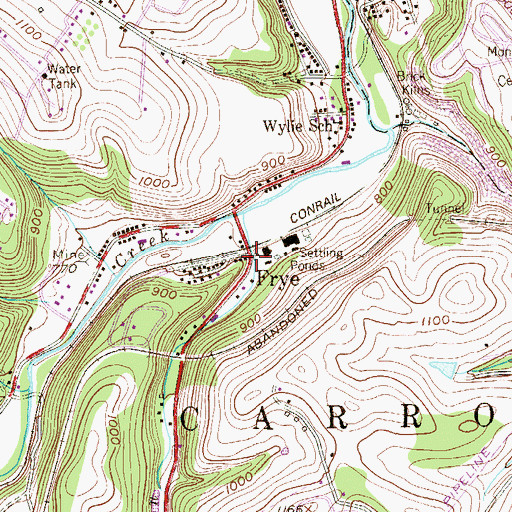 Topographic Map of Frye, PA