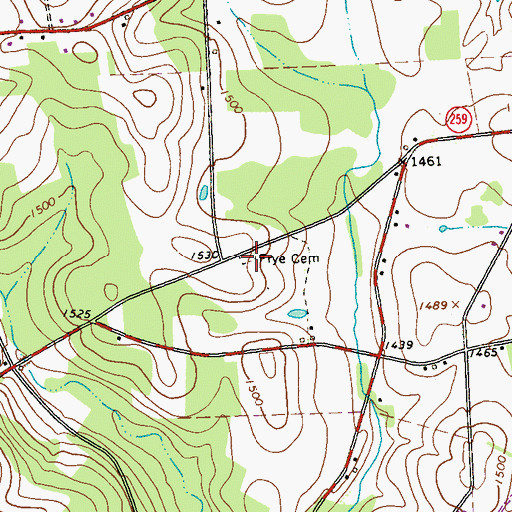 Topographic Map of Frye Cemetery, PA