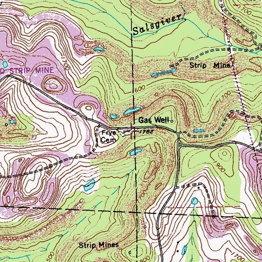 Topographic Map of Frye Cemetery, PA