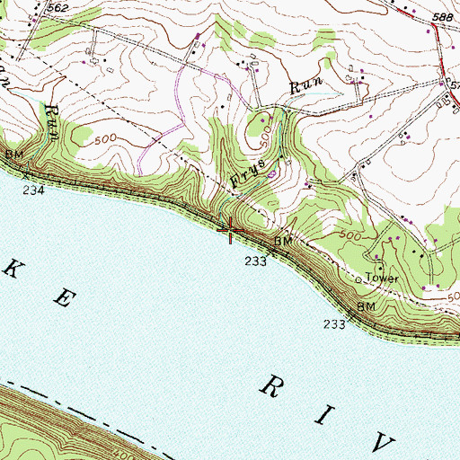 Topographic Map of Frys Run, PA