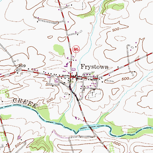 Topographic Map of Frystown, PA