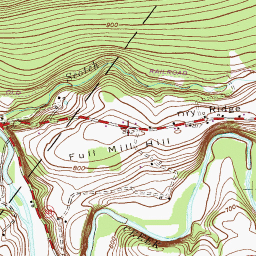 Topographic Map of Full Mill Hill, PA