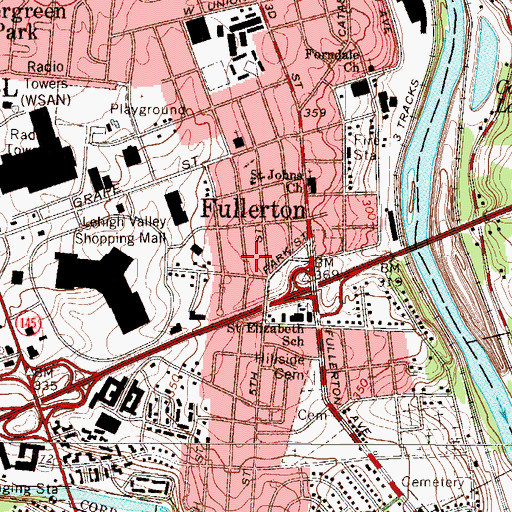 Topographic Map of Fullerton, PA