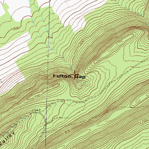 Topographic Map of Fulton Gap, PA