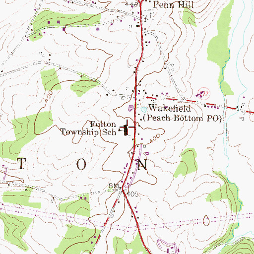 Topographic Map of Fulton Township School, PA