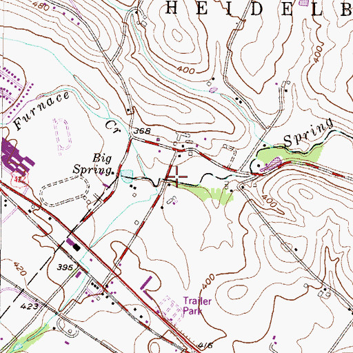 Topographic Map of Furnace Creek, PA