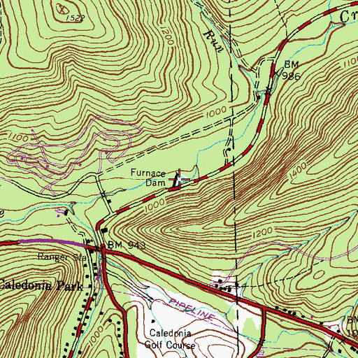 Topographic Map of Furnace Dam, PA