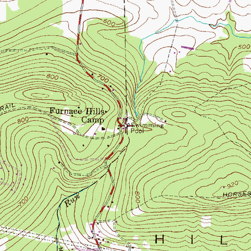 Topographic Map of Furnace Hills Camp, PA
