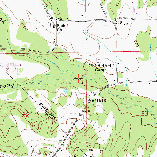 Topographic Map of Dry Creek, AL
