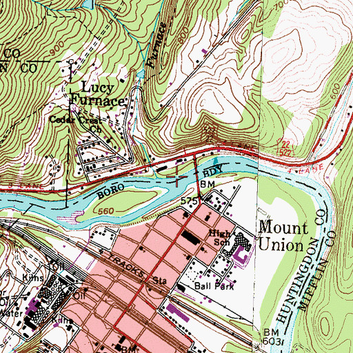 Topographic Map of Furnace Run, PA
