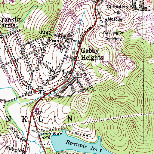 Topographic Map of Gabby Heights, PA