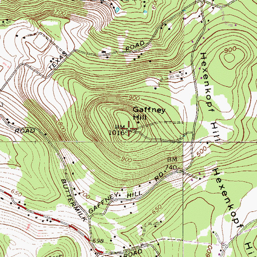 Topographic Map of Gaffney Hill, PA
