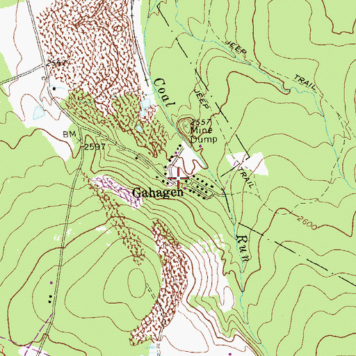 Topographic Map of Gahagen, PA