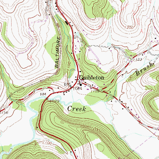 Topographic Map of Gaiblton, PA