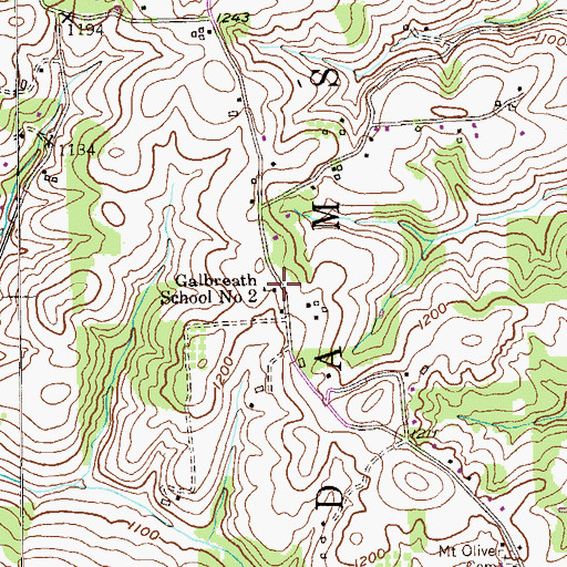 Topographic Map of Galbreath School Number 2, PA