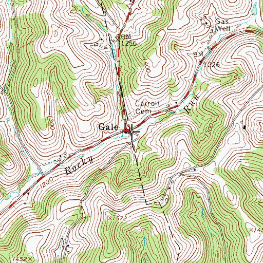 Topographic Map of Gale, PA
