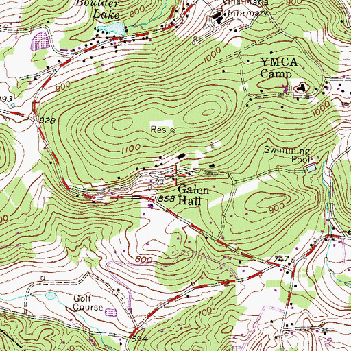 Topographic Map of Galen Hall, PA