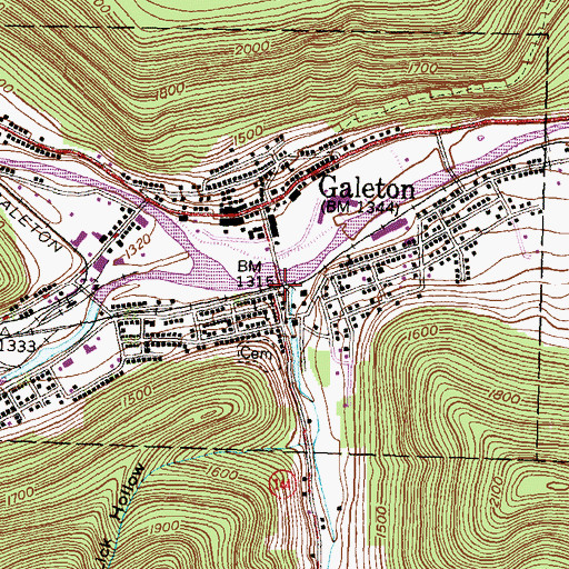 Topographic Map of Galeton, PA