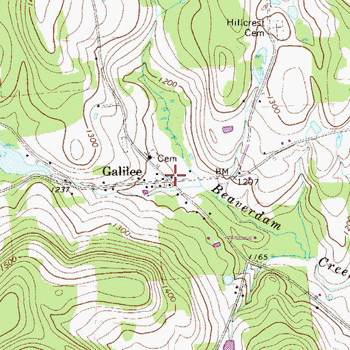 Topographic Map of Galilee, PA