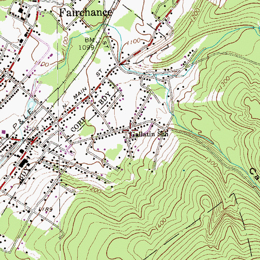 Topographic Map of Gallatin School, PA