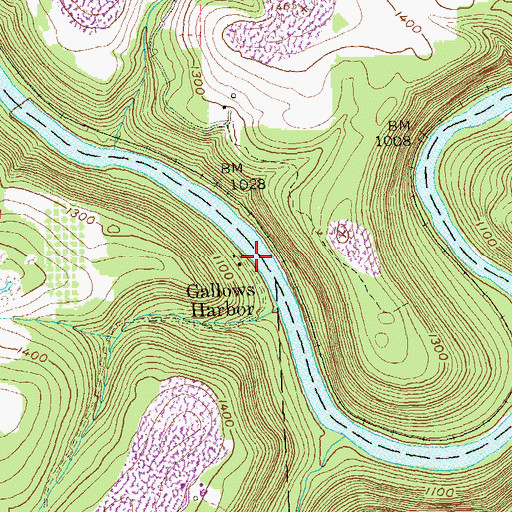 Topographic Map of Gallows Harbor, PA