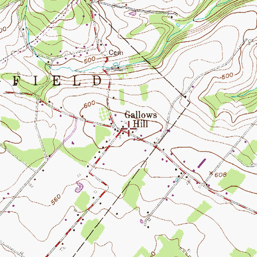 Topographic Map of Gallows Hill, PA
