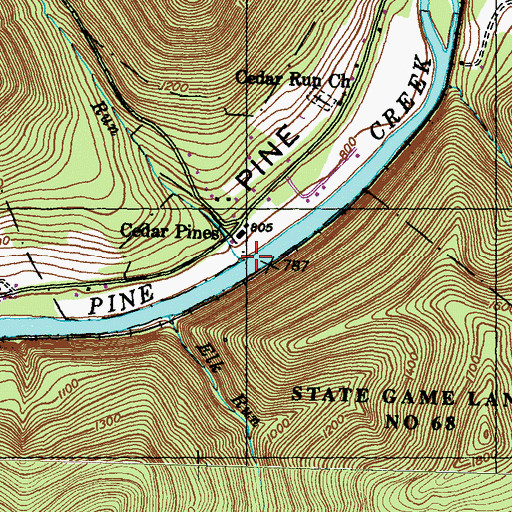 Topographic Map of Gamble Run, PA