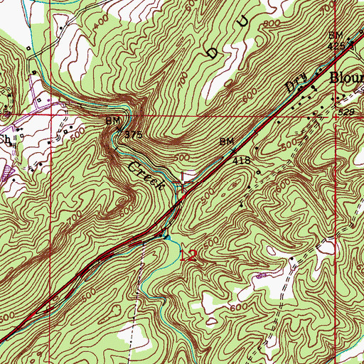 Topographic Map of Dry Creek, AL