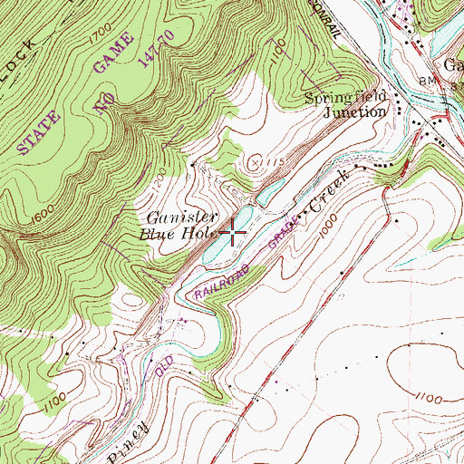 Topographic Map of Ganister Blue Hole, PA