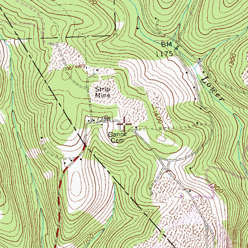 Topographic Map of Ganoe Cemetery, PA