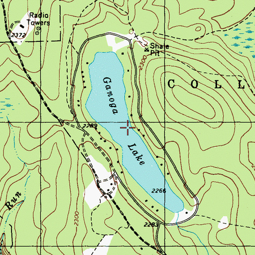 Topographic Map of Ganoga Lake, PA