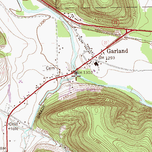 Topographic Map of Gar Run, PA