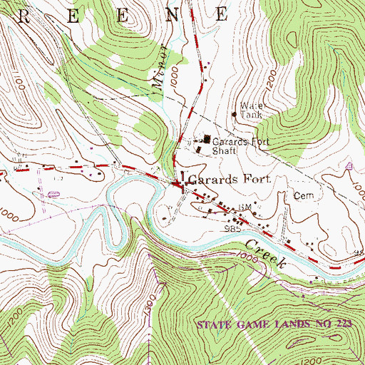 Topographic Map of Garards Fort, PA