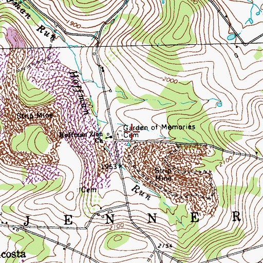 Topographic Map of Garden of Memories Cemetery, PA